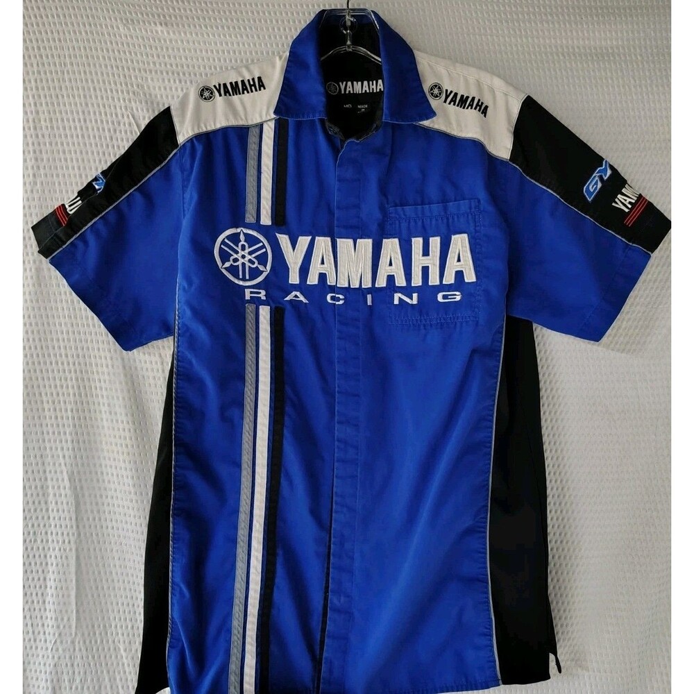 Vintage Yamaha GYTR Racing Pit Shirt Size Med RN# 122020 Official Blue Button Up